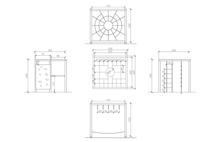BOX-szkic-funkcjonalne-urządzenie-sprawnościowe-dla-dzieci BOX sprawnościowy to wszechstronny zestaw dla dzieci zaprojektowany z myślą o wspinaczce i podciąganiu na różnych elementach