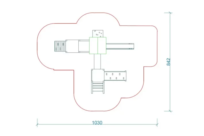K10-szkic-wszechstronny-plac-zabaw-dla-dzieci Zestaw Zabawowy K810 to rozbudowany system atrakcji dla dzieci w wieku od 0 do 12 lat, oferujący szeroki zakres aktywności ruchowych i zabaw edukacyjnych.