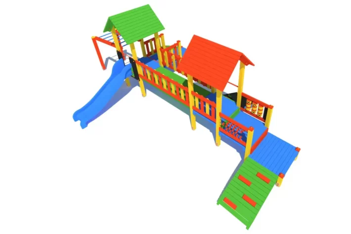 K22-2-2-wszechstronny-plac-zabaw-dla-dzieci Zestaw Zabawowy K22-2 to rozbudowany system atrakcji dla dzieci w wieku od 0 do 12 lat, oferujący szeroki zakres aktywności ruchowych i zabaw edukacyjnych.