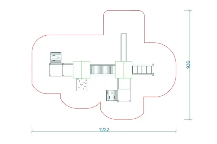 K22-2-szkic-wszechstronny-plac-zabaw-dla-dzieci Zestaw Zabawowy K22-2 to rozbudowany system atrakcji dla dzieci w wieku od 0 do 12 lat, oferujący szeroki zakres aktywności ruchowych i zabaw edukacyjnych.