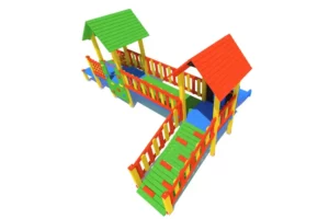 Zestaw zabawowy K24-1 to kompaktowe, ale wszechstronne rozwiązanie na plac zabaw, oferujące wspinanie, zjeżdżanie i gry edukacyjne