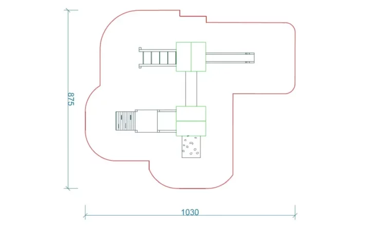 K26-szkic-wszechstronny-plac-zabaw-dla-dzieci Zestaw Zabawowy K26 to rozbudowany system atrakcji dla dzieci w wieku od 0 do 12 lat, oferujący szeroki zakres aktywności ruchowych i zabaw edukacyjnych.