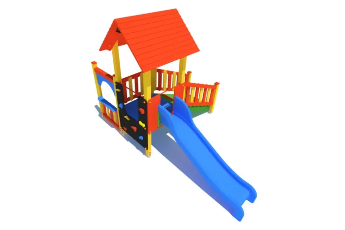 Certyfikowany plac zabaw rozwijający sprawność K3 ze ścianką wspinaczkową i zjeżdżalnią
