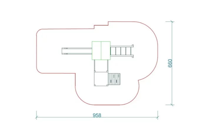 K4-szkic-wszechstronny-plac-zabaw-dla-dzieci Zestaw Zabawowy K4 to rozbudowany system atrakcji dla dzieci w wieku od 0 do 12 lat, oferujący szeroki zakres aktywności ruchowych i zabaw edukacyjnych.