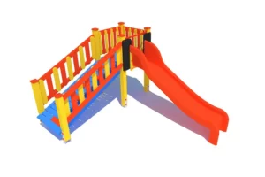 Zestaw M70 to funkcjonalne urządzenie dla dzieci w wieku od 0 do 12 lat, łączące wspinanie i zjeżdżanie dzięki elementom takim jak ślizg, podest i trap wejściowy.