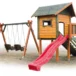 Plac zabaw P10 – wszechstronny zestaw do zabawy z domkiem, huśtawką i zjeżdżalnią