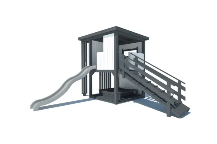 Plac zabaw P3 – wszechstronny zestaw do zabawy z domkiem i zjeżdżalnią