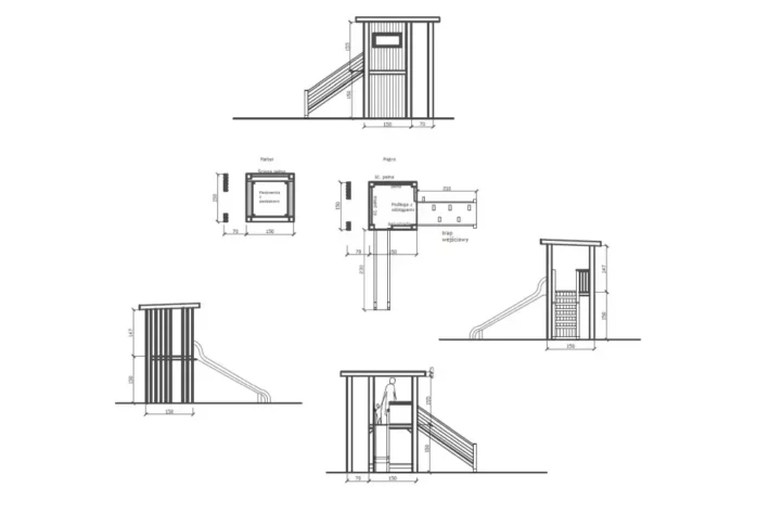 P3-szkic-funkcjonalny-plac-zabaw-dla-dzieci Plac zabaw P3 – wszechstronny zestaw do zabawy z domkiem i zjeżdżalnią