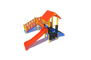 Zestaw zabawowy P74 to imponująca konstrukcja dla dzieci w wieku od 0 do 12 lat, oferująca różnorodne możliwości zabawy, takie jak wspinanie, zjeżdżanie