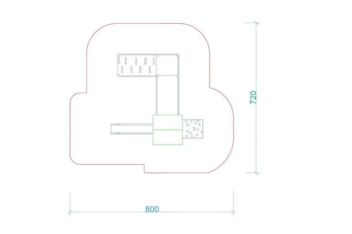 P74-szkic-wszechstronny-plac-zabaw-dla-dzieci Zestaw zabawowy P74 to imponująca konstrukcja dla dzieci w wieku od 0 do 12 lat, oferująca różnorodne możliwości zabawy, takie jak wspinanie, zjeżdżanie