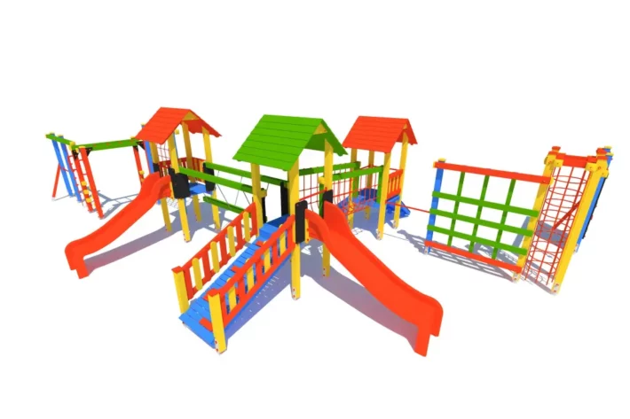 Zestaw zabawowy P77 to atrakcyjny i wszechstronny plac zabaw, który zachęca dzieci do aktywności fizycznej.