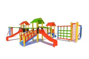 Zestaw zabawowy P77 to atrakcyjny i wszechstronny plac zabaw, który zachęca dzieci do aktywności fizycznej.