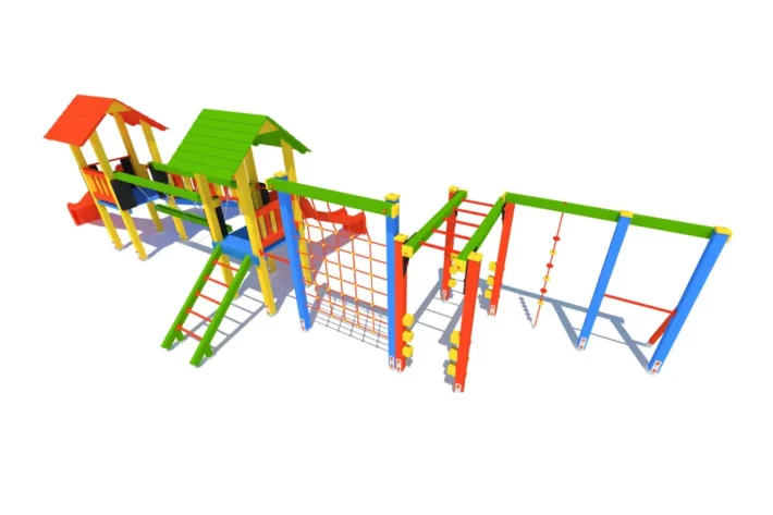 P78-4-wszechstronny-plac-zabaw-dla-dzieci Zestaw zabawowy P78 o wymiarach 4,85 m x 14,00 m to nowoczesny plac zabaw, który oferuje szerokie możliwości aktywnej zabawy dla dzieci