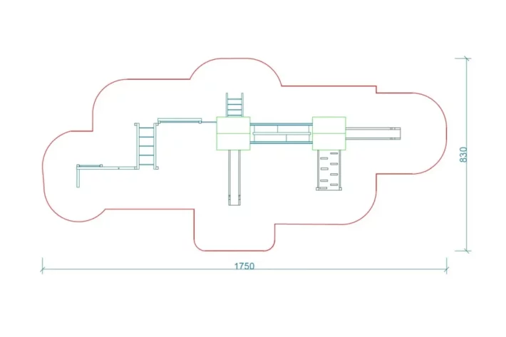 P78-szkic-wszechstronny-plac-zabaw-dla-dzieci Zestaw zabawowy P78 o wymiarach 4,85 m x 14,00 m to nowoczesny plac zabaw, który oferuje szerokie możliwości aktywnej zabawy dla dzieci