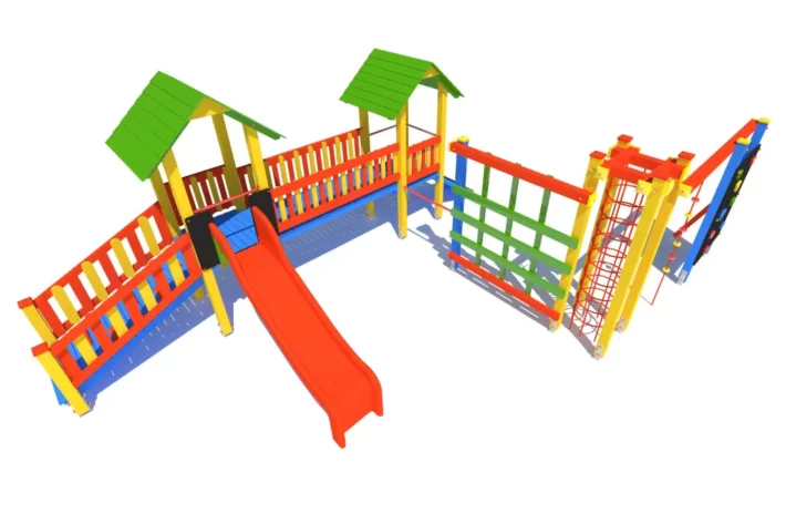 P79md-2-wszechstronny-plac-zabaw-dla-dzieci Zestaw zabawowy P79md to imponująca konstrukcja dla dzieci w wieku od 3 do 14 lat, oferująca różnorodne możliwości zabawy, takie jak wspinanie, zjeżdżanie, balansowanie i podciąganie.