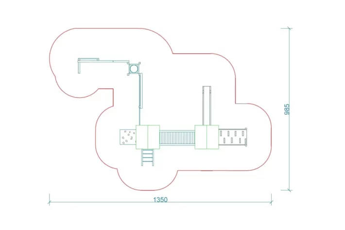 P79md-szkic-wszechstronny-plac-zabaw-dla-dzieci Zestaw zabawowy P79md to imponująca konstrukcja dla dzieci w wieku od 3 do 14 lat, oferująca różnorodne możliwości zabawy, takie jak wspinanie, zjeżdżanie, balansowanie i podciąganie.
