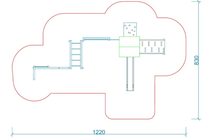 P81-szkic-Zestaw-zabawowy-dla-dzieci Zestaw zabawowy P81 to kompleksowa atrakcja na plac zabaw, zaprojektowana z myślą o dzieciach w wieku od 3 do 14 lat. Wyposażony w wieżę, trep wejściowy, ślizg, ściankę wspinaczkową, liny, siatkę wspinaczkową oraz drabinkę poziomą, oferuje różnorodne możliwości aktywnej zabawy.