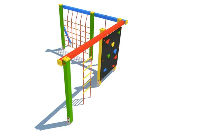 US5-5-Urzadzenie-sprawnosciowe-Kwadrat Urządzenie sprawnościowe Kwadrat US5 to wszechstronny zestaw dla dzieci w wieku od 3 do 12 lat, zaprojektowany z myślą o wspinaczce i podciąganiu na różnych elementach, takich jak siatki linowe, liny wspinaczkowe, ścianka wspinaczkowa, drabinka linowa i metalowe drążki.