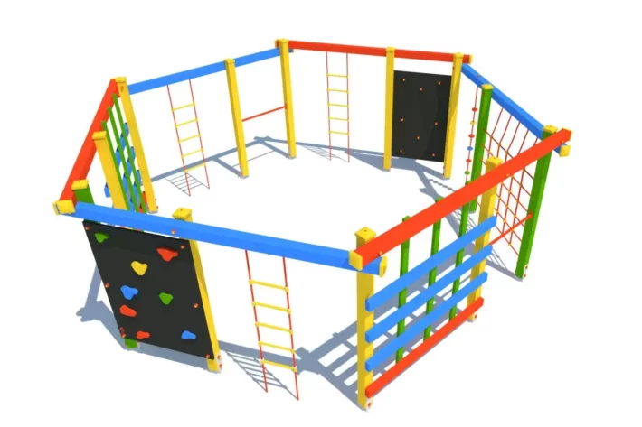 Urządzenie sprawnościowe SZEŚCIOKĄT DUŻY to nowoczesny i funkcjonalny element placu zabaw.