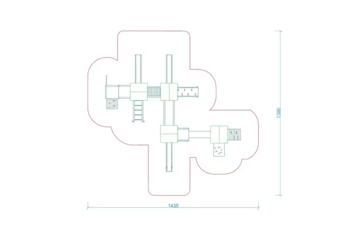 Zestaw-zabawowy-K32-2-szkic-wszechstronny-plac-zabaw-dla-dzieci Zestaw Zabawowy K32-2 to rozbudowany system atrakcji dla dzieci w wieku od 0 do 12 lat, oferujący szeroki zakres aktywności ruchowych i zabaw edukacyjnych