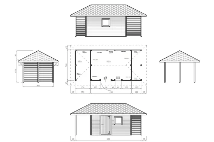 d23-szkic-funkcjonalny-domek-narzedziowy Domek narzędziowy D23 to praktyczna i trwała konstrukcja, idealna do przechowywania narzędzi, drewna opałowego oraz innych sprzętów ogrodowych. Dzięki dużym wymiarom 6,50m x 3,00m, domek oferuje przestronne pomieszczenie gospodarcze oraz dodatkowe zadaszenie na opał, co czyni go wszechstronnym rozwiązaniem dla każdego ogrodu.
