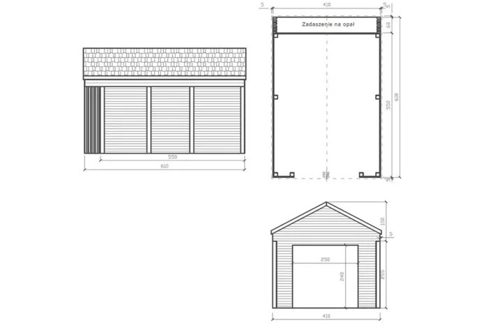 g1-szkic-nowoczesny-praktyczny-garaz Garaż typu STODOŁA G1 to stylowa i funkcjonalna konstrukcja, która doskonale sprawdzi się na każdej posesji. Dzięki nowoczesnej formie i solidnym materiałom, garaż zapewnia nie tylko praktyczne miejsce do przechowywania pojazdu, ale także estetyczny element architektury ogrodowej. Wymiary garażu wynoszą 4,10m x 6,10m, z przestrzenią garażową o powierzchni 5,50m x 4,10m oraz dodatkowym zadaszeniem o wymiarach 0,60m x 4,10m.