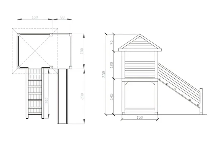 p6-szkic-funkcjonalny-plac-zabaw-dla-dzieci Plac zabaw P6 to doskonały wybór dla rodziców, którzy chcą stworzyć dzieciom bezpieczne i kreatywne miejsce do zabawy w ogrodzie. Zestaw o wymiarach 2,30m x 3,80m zapewnia wystarczającą przestrzeń do różnorodnych aktywności, jednocześnie nie zajmując zbyt dużo miejsca.